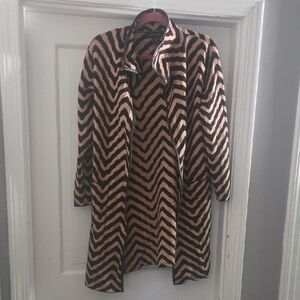 Tahari Black and Tan Chevron Jacket